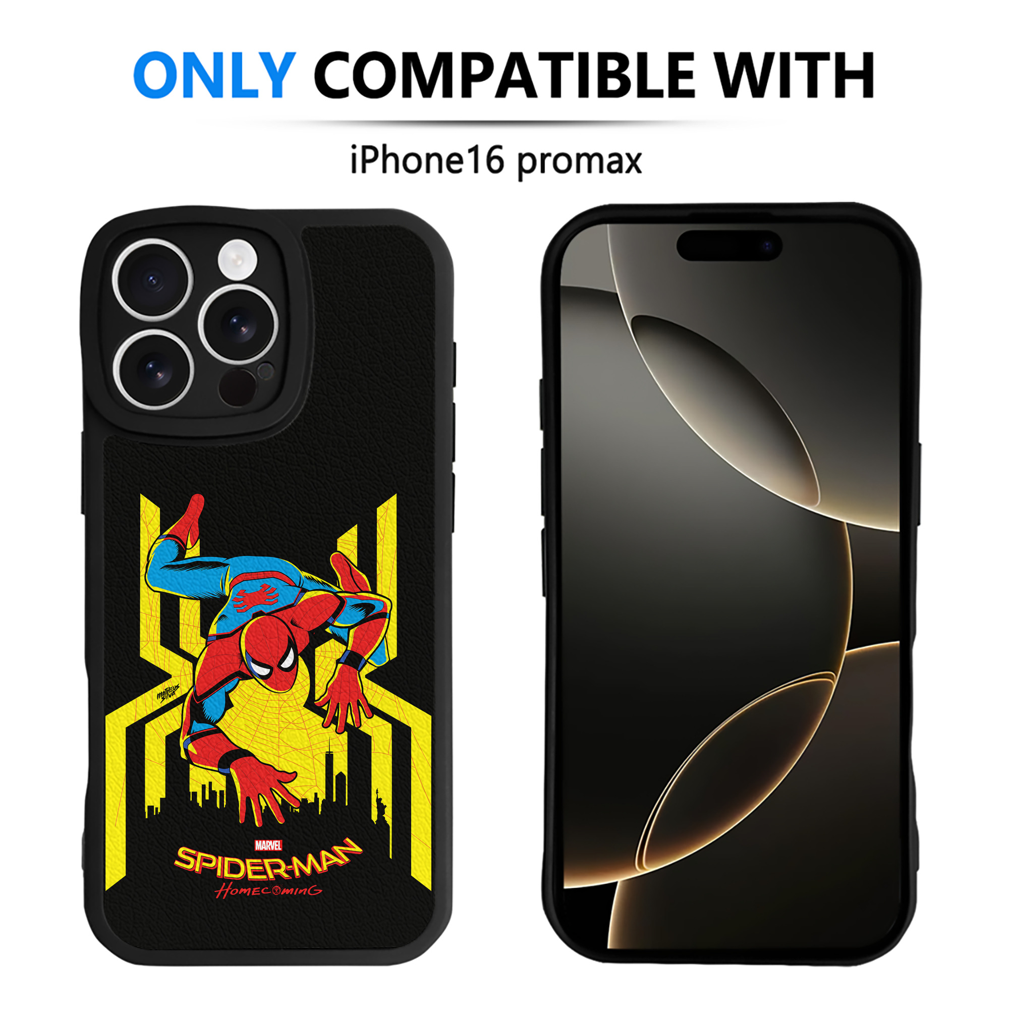 （画像用） Spider Man スパイダーマン 【iPhone 16シリーズ対応】シリコンスマホケース（レザー調） 材質：シリコン